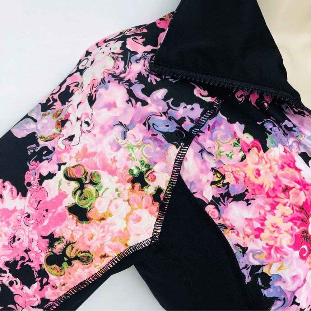 Cynthia Rowley Floral Black Zip Front Jacket Sporty Athletic Stylish - Picture 11 of 16